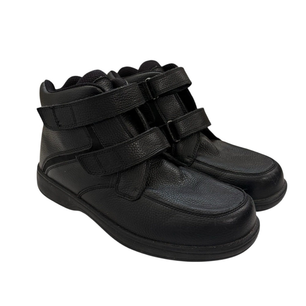 Orthodox Men’s 8.5 4E X-Wide Black Leather Strap Closure Ankle Boots Neutral